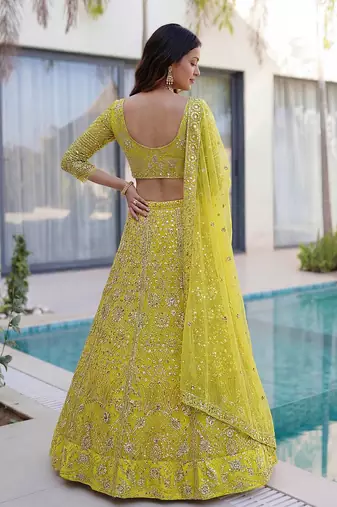 Designer wedding net lehenga choli