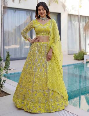 Designer wedding net lehenga choli 5