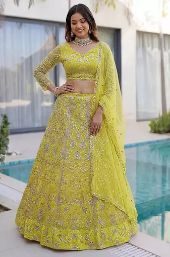 Designer wedding net lehenga choli