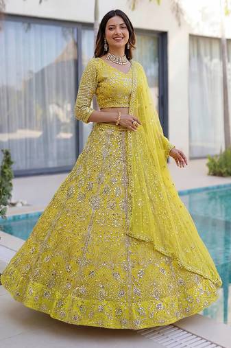 Designer wedding net lehenga choli