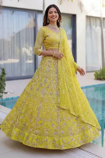 Designer wedding net lehenga choli
