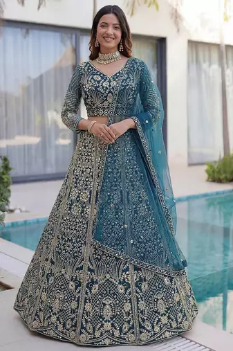 Designer wedding net lehenga choli