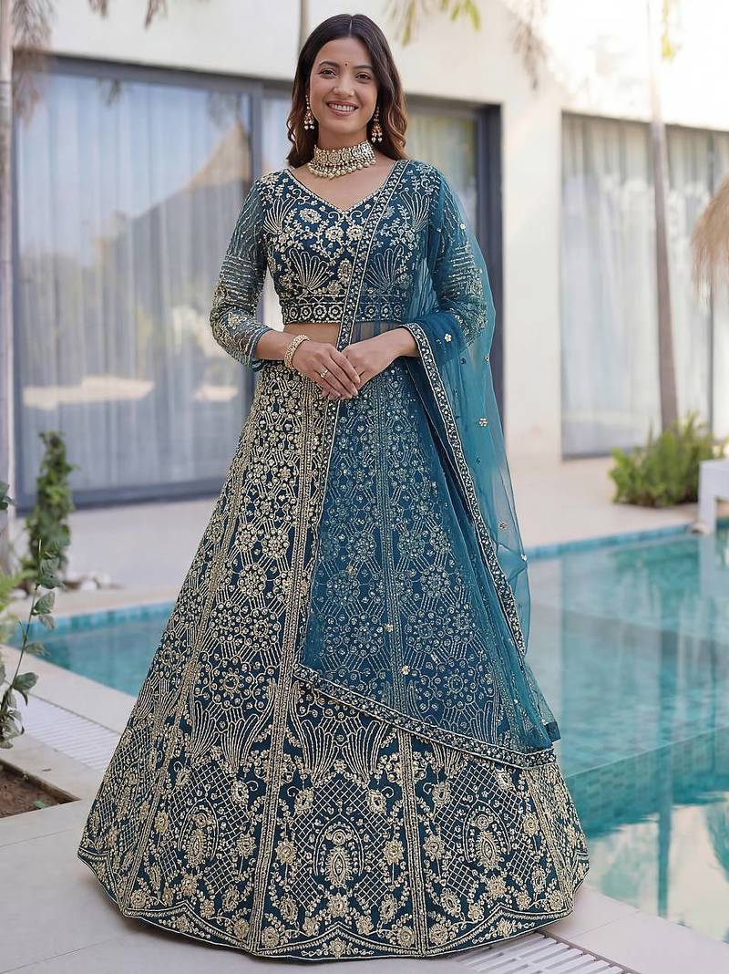 Designer wedding net lehenga choli