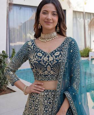 Designer wedding net lehenga choli 2