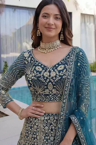 Designer wedding net lehenga choli