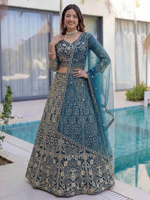 Designer wedding net lehenga choli 4