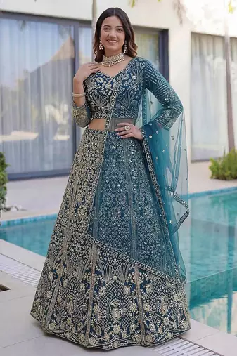 Designer wedding net lehenga choli