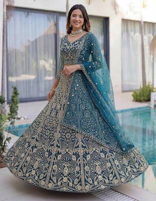 Designer wedding net lehenga choli 5