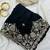 Black Color Sequence Embrodairy Cuttwork  Silk Saree