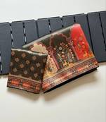 Black Color Jaqurad Weaving With Print Work Dola Silk Saree