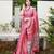 Elegance pink woven pure silk blend multicolor saree with unstitched blouse