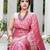 Elegance pink woven pure silk blend multicolor saree with unstitched blouse