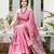 Elegance pink woven pure silk blend multicolor saree with unstitched blouse