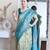 Floral rama green woven pure silk blend multicolor saree with unstitched blouse