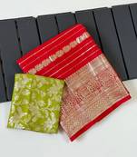 Red Color Jari Jaqurad Weaving Work Georgette Saree