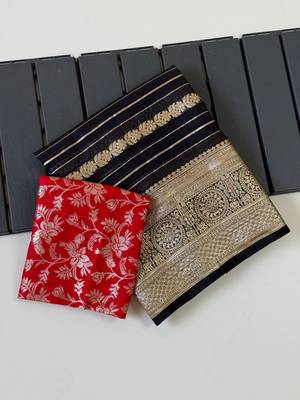 Black Color Jari Jaqurad Weaving Work georgettete Saree 1