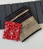 Black Color Jari Jaqurad Weaving Work Georgette Saree