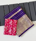 Purple Color Jari Jaqurad Weaving Work Georgette Saree