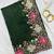 Green Color Multi thread embroidery cut work Crunchy silk Saree