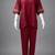 Label divine attire women red viscose rayon collar neck kurta pant set with thread work sleeves