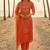 Divine attire orange chanderi kurta set with circular embroidery, collar neck, dupatta & pants
