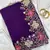 Purple Color Multi thread embroidery cut work Crunchy silk Saree