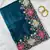 Teal Color Multi thread embroidery cut work Crunchy silk Saree