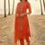 Divine attire orange chanderi kurta set with circular embroidery, collar neck, dupatta & pants