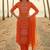 Divine attire orange chanderi kurta set with circular embroidery, collar neck, dupatta & pants
