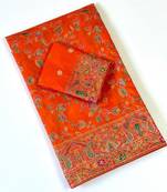 Orange Color Kashmiri Thread With Woven Work Rajwadi Pashmina Dola Silk Saree