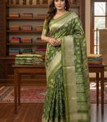 Parrot Green Color hand woven Patola Silk Saree