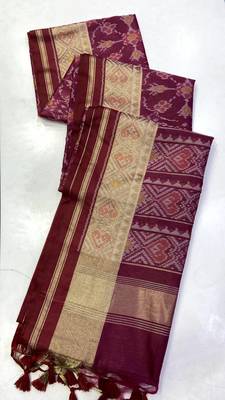 Wine Color hand woven Patola art silk saree 5