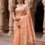 Women's peach floral printed cotton saree with unstiched blouse piece