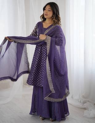 lavender purple sharara set 2