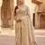 Women's beige floral printed cotton saree with unstiched blouse piece