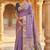 Women's purple floral printed cotton saree with unstiched blouse piece