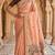 Women's peach floral printed cotton saree with unstiched blouse piece