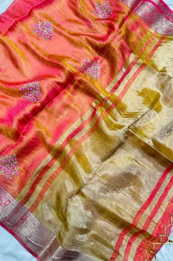 Orange Color Zari Border And Lagdi Pallu art silk saree