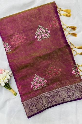 Wine Color Zari Border And Lagdi Pallu Silk Saree