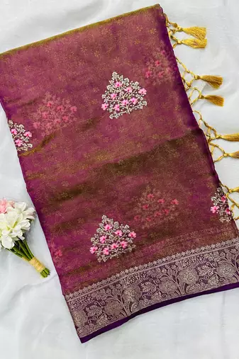 Wine Color Zari Border And Lagdi Pallu Silk Saree