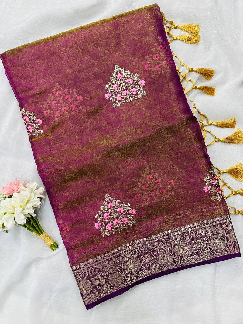 Wine Color Zari Border And Lagdi Pallu Silk Saree