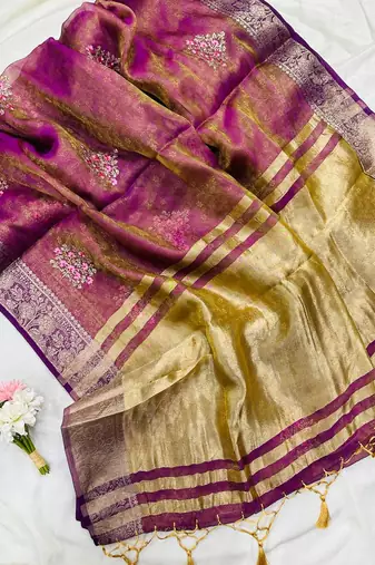 Wine Color Zari Border And Lagdi Pallu art silk saree