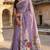 Women's puple floral printed cotton saree with unstiched blouse piece