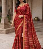 Maroon Color Zari Weaving Cotton Saree