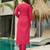 Label divine attire women’s deep pink rayon kurta pant set with heavy multicolour thread work dupatta