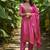 Label divine attire women’s pink viscose simmer kurta pant set with jacquard silk dupatta