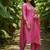 Label divine attire women’s pink viscose simmer kurta pant set with jacquard silk dupatta