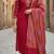 Label divine attire women’s red pv chanderi kurta pant set with jacquard silk dupatta