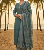 Label divine attire women grey rayon kurta pant dupatta set with lace work