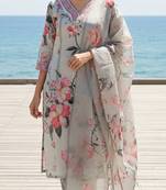 Label divine attire women off white rayon kurta pant dupatta set with lace work